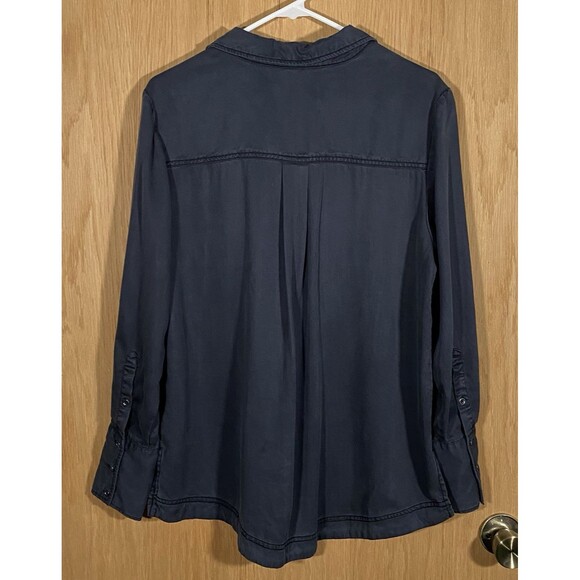 Free People Under Your Spell Tencel Lace Up Tunic Top Flowy Blouse Black Sz M - Picture 2 of 8